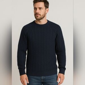 Façonnable Merino Wool Crew Neck Men Sweater Siez XL Color Blue